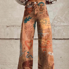 Women’s Printed Plus Size Casual Pants - Trendy Mix