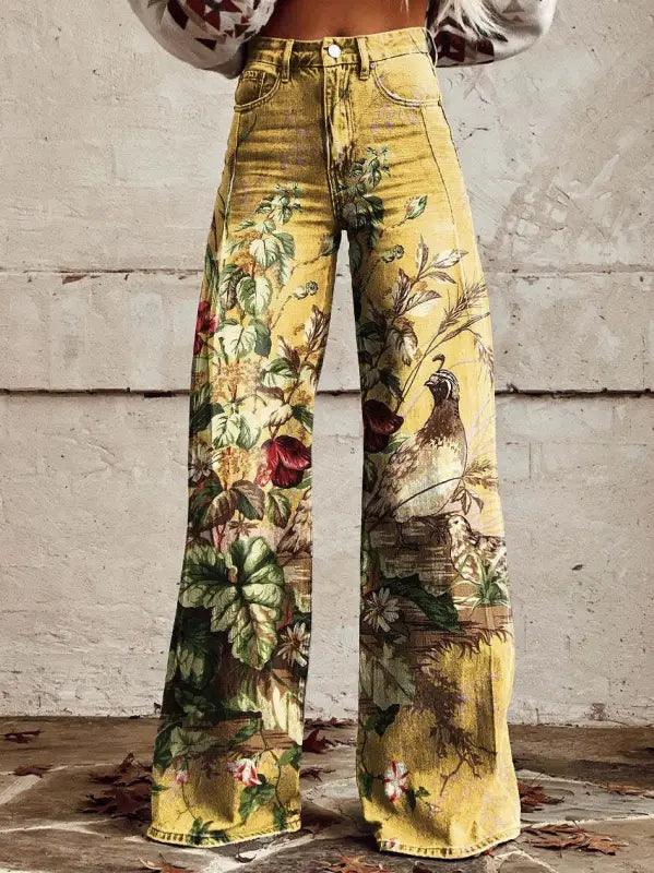 Women’s Printed Plus Size Casual Pants - Trendy Mix