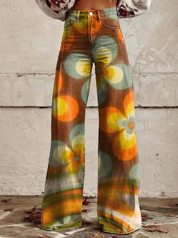 Women’s Printed Plus Size Casual Pants - Trendy Mix