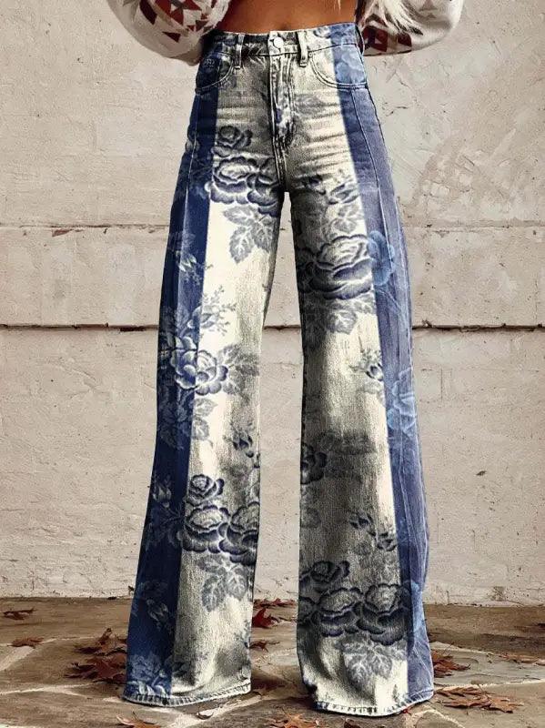 Women’s Printed Plus Size Casual Pants - Trendy Mix