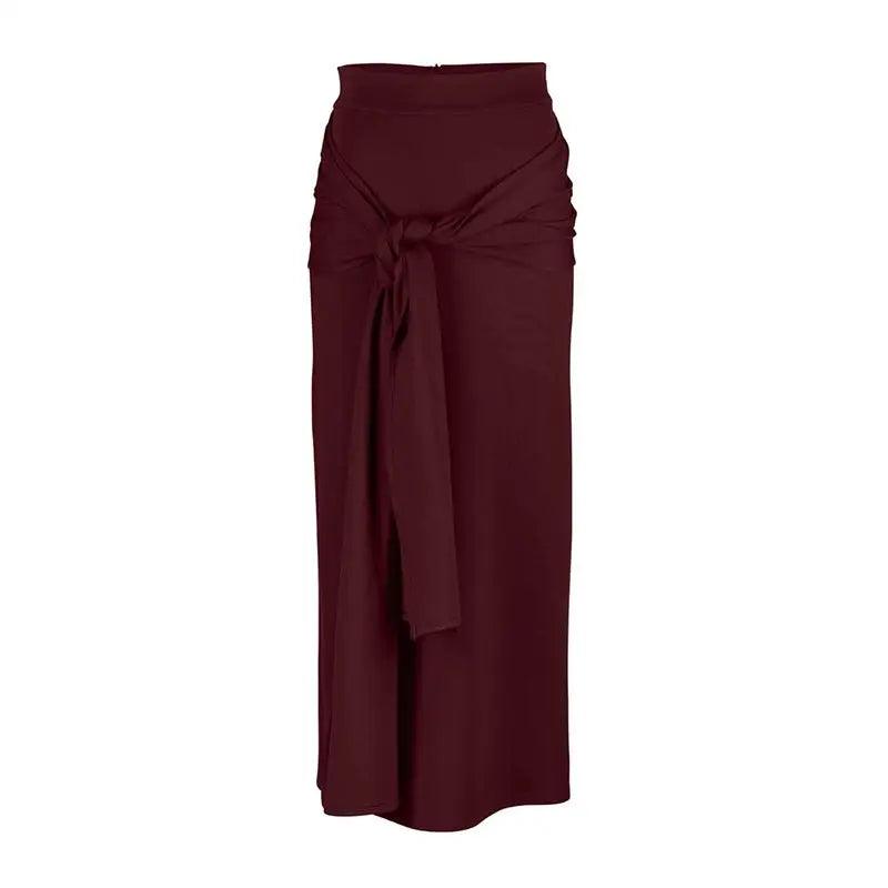 Modest Women’s Cotton Long Hip Skirt in Solid Colors - Trendy Mix