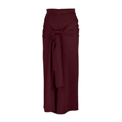 Modest Women’s Cotton Long Hip Skirt in Solid Colors - Trendy Mix