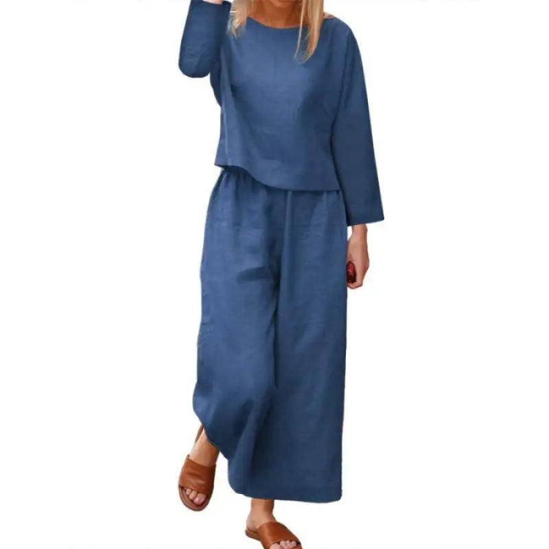 Women’s Wide-leg Pants Suit Cross-border Foreign Trade Casual Temperament Twinset - Trendy Mix