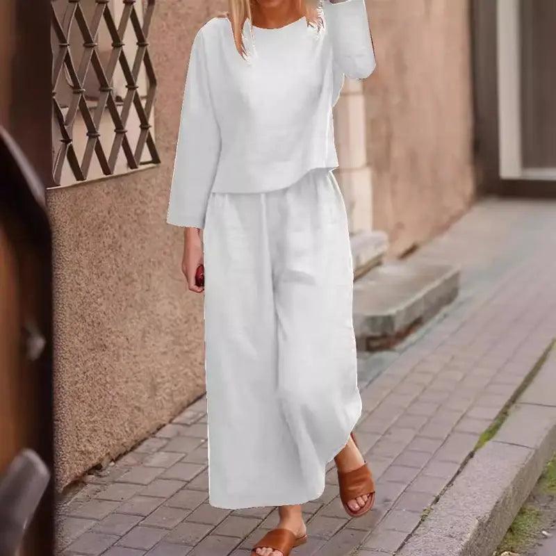 Women’s Wide-leg Pants Suit Cross-border Foreign Trade Casual Temperament Twinset - Trendy Mix