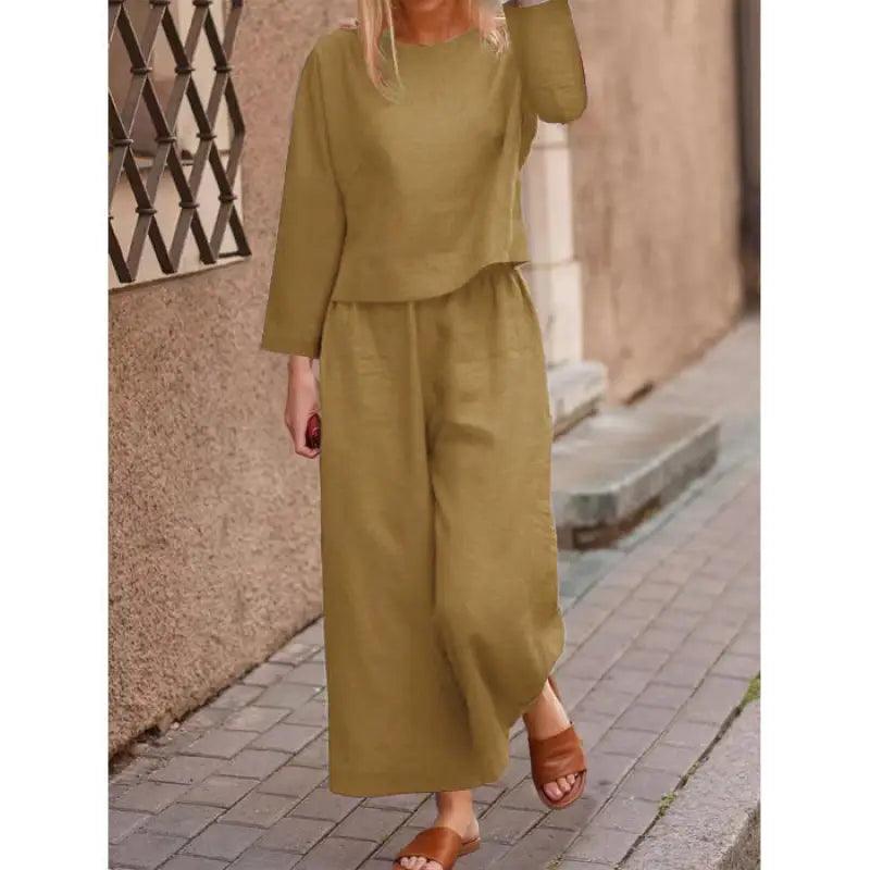 Women’s Wide-leg Pants Suit Cross-border Foreign Trade Casual Temperament Twinset - Trendy Mix