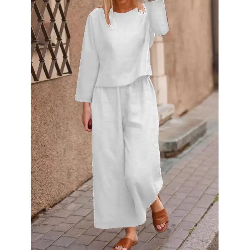 Women’s Wide-leg Pants Suit Cross-border Foreign Trade Casual Temperament Twinset - Trendy Mix