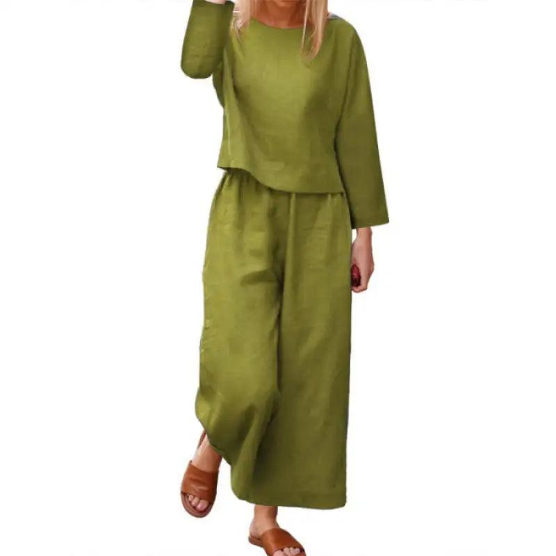 Women’s Wide-leg Pants Suit Cross-border Foreign Trade Casual Temperament Twinset - Trendy Mix